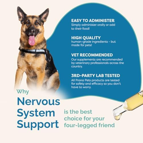PranaPets Nervous System Support for Dogs and Cats | Herbal Formula Safely Aids in Reducing Nervousness, Involuntary Muscle Movements, Twitching and Helps Support Brain & Nervous System