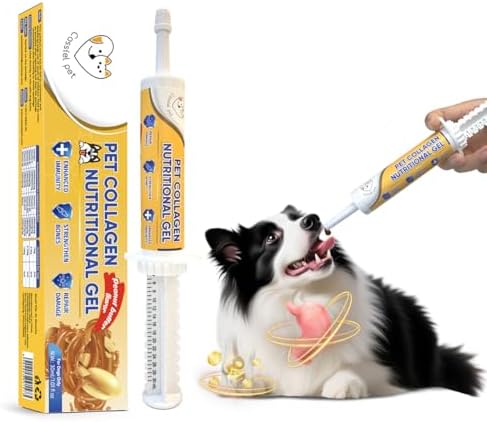 Collagen Nuiritional Gel for Skin and Coat Health, Hip and Joint Supplement, Boosts Immune & Digestive Aid, Itch Relief for Dogs with Allergies Peanut Butter Flavor 1.01oz