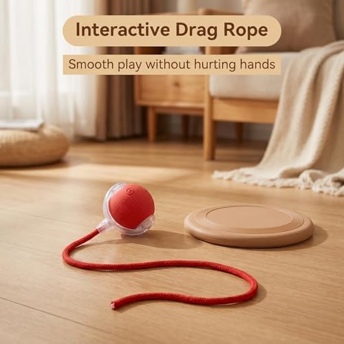 Interactive Pet Toy Ball, 2026 Automatic Dog Toy Interactive Dog Cat Toy Ball Dog & Cat Electric Active Toys, Smart Chase Pet Toy Ball for Dogs for Large Small Dogs Motion Activated (Red)
