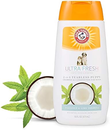 Arm & Hammer Tearless Puppy Shampoo, Coconut Lime Verbena, 16 Fl Oz | 2-in-1 baking soda formula, gentle tear-free wash, suitable for puppies 8 weeks and older