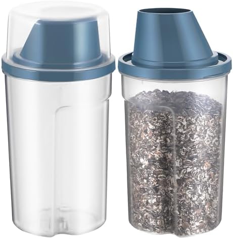 2pcs Airtight Pet Food Containers Small Dry Food Storage Bins with Easy-grip Design for Puppies and Cats Vacuum Seal Keeps Freshness Wide Mouth for Dispensing