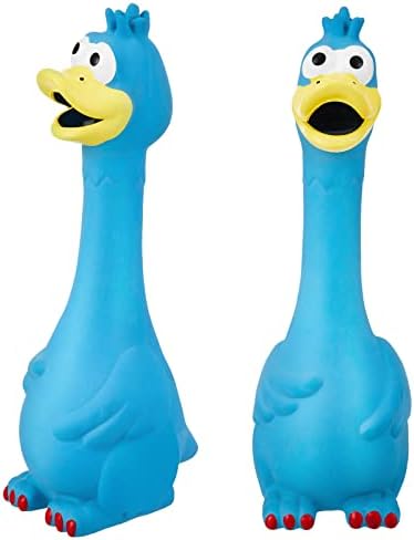 Hungdao 1 Pcs Horse Toys Latex Squeaky Squeeze Chicken Squeak Turkey Balls for Play Fake Screaming Chicken Toys for Horses Soccer Ball for Reduce Separation Anxiety Noise Maker (Blue)