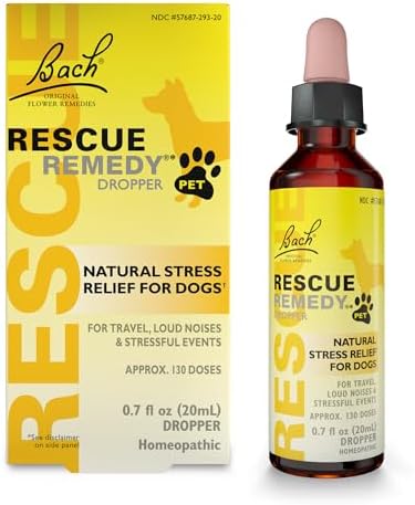 RESCUE Remedy Pet Dropper for Dogs - 20 mL - Stress & Tension Support for Dogs with Bach Natural Flower Essences - Sedative-Free, Homeopathic Liquid Formula - for All Breeds, Ages & Weights
