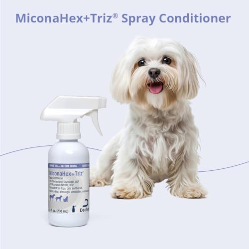 MiconaHex+Triz Spray Conditioner for Dogs, Cats and Horses, 8 oz, Clear | Antibiofilm, Moisturizing; Packaging May Vary