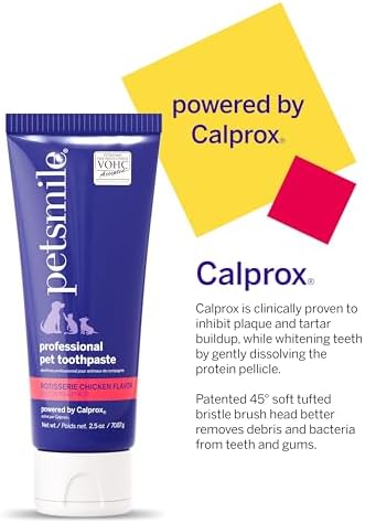 Petsmile Teeth Brushing Kit, Toothpaste + Brush, Rotisserie Chicken 2.5 Oz | Pet Toothpaste + 45° Patented Toothbrush, VOHC Accepted, Calprox® Powered, 4-Month Supply, Human-Grade, Clinically Proven