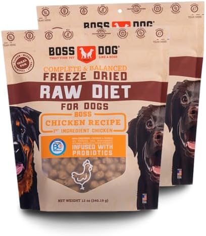 Boss Dog Freeze Dried Raw Diet (Dogs), Chicken Recipe, 12 oz Bag (Bag of 2)