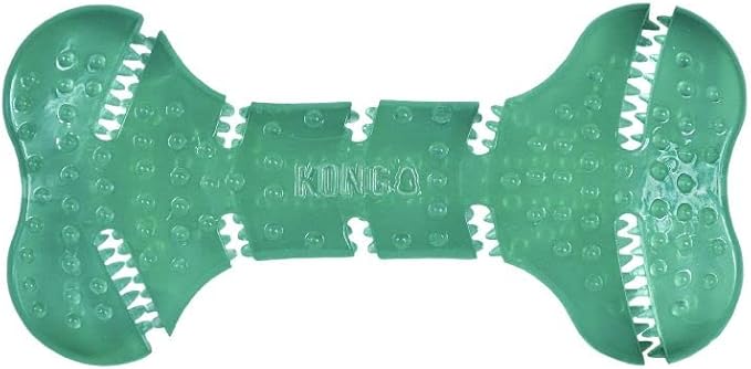 KONG Squeezz Dental Bone, Flexible Dental Chew Toy, for Medium/Large Dogs | Flexible Squeezable Dental Toy for Gentle & Mild Chewers, Helps Clean Teeth & Gums During Engaging Play