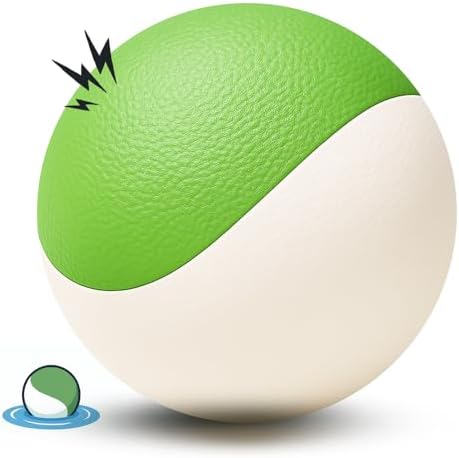 Squeaky Dog Toy, Durable Rubber Ball, Medium & Large Dogs, Green White