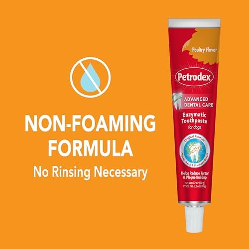 Petrodex Enzymatic Dog Toothpaste, Poultry Flavor, 2.5oz | Cleans teeth & fights bad breath; reduces plaque & tartar buildup; enzymatic, no-rinse formula; travel-size 2.5oz