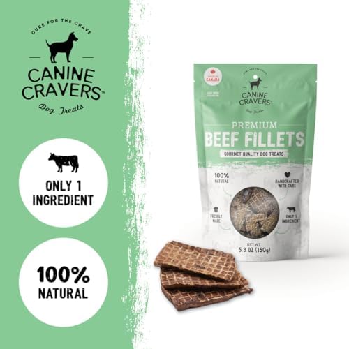 Canine Cravers Single Ingredient Dog Treats - Premium Beef Fillets, 5.3oz