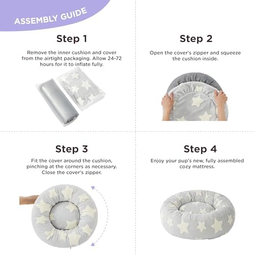 LE SURE Shown on TV Jacquard Donut Dog Beds Medium Sized Dog,Grey 30x30x8in