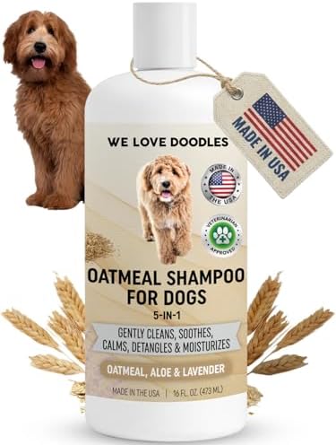 Premium Oatmeal Shampoo & Conditioner for Dogs with Sensitive & Itchy Skin | Provides Itch Relief & Soothes Dry Skin, Hypoallergenic, Tearless & Natural For Puppies, Pets & Cats, Anti-Itch, Made In USA