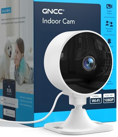 GNCC 2.4GHz Indoor Security Camera for Home, 1080P Baby & Pet Cam, 1-Pack