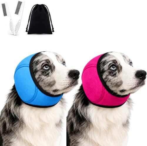 Dog Ear Muffs Noise Protection, Adjustable No-Flap Dog Ear Cover for Fireworks, Thunderstorms, Grooming, Blow Drying