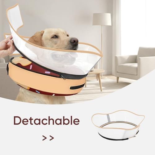 Supet Raised Inflatable Dog Cone After Surgery - Adjustable Recovery Donut Collar with Removable Shield to Stop Licking Wounds & Protect Stitches - Soft Dog Cone Alternative for Medium Dogs (Brown,M)