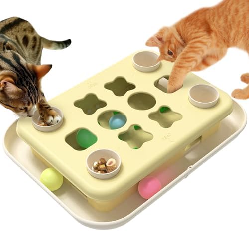 KADTC 3-in-1 Cat Puzzle Toy, Peek-and-Play Box, Track Balls for Indoor Cats | Large Size, stable board, no loose parts for safer play, longer mental stimulation, active energy burn, and slower feeding.