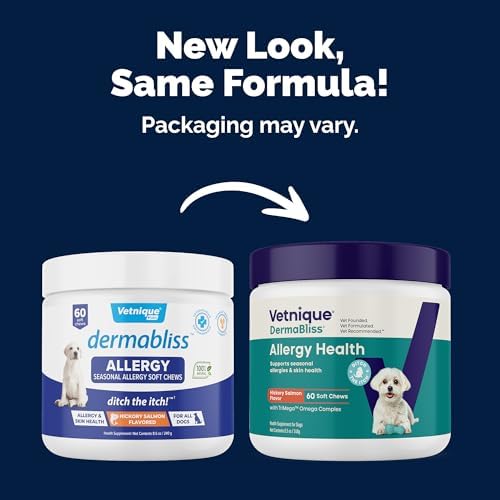 Vetnique Dermabliss Dog Allergy Chews for Itch Relief, Skin & Coat 60ct