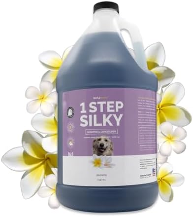 Bark2Basics One Step Silky Dog Shampoo and Conditioner, 1 Gallon - All-Natural Ingredients, 2 in 1 Formula, 16 to 1 Concentration, Detangles and Strengthens, Professional Grade | 16:1 Concentrate, Detangles, Strengthens and Adds Shine, Silky Soft Coats...