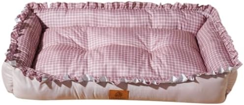 Dog and Cat Bed with Lacework Design - Washable Rectangular Pet Bed for Indoor Cats & Dogs, Cozy Non-Slip Puppy Kitten Bed(Purple,16 * 12 * 3in)