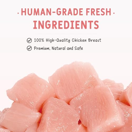 Freeze Dried Chicken Breast Cat & Dog Treats - 2.82oz (80g), 100% Single Ingredient, Human-Grade High Protein Training Rewards, 0% Salt & Sugar, Grain-Free, Ideal Meal Topper for Picky Eaters