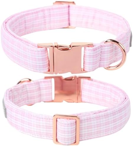 Lionet Paws Dog Collar, Pink Stripe Pattern Pet Collar Durable Cute Dog Collars Male or Female Pet Gift Adjustable Dog Collar for Large Dogs