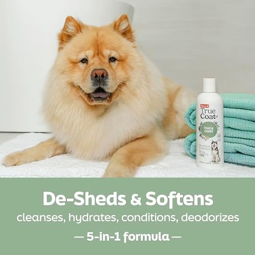 True Coat Thick Coat Dog Shampoo, 5 in 1 De‑Sheds & Softens with Oat Milk, Coconut Oil & Aloe, 16 oz