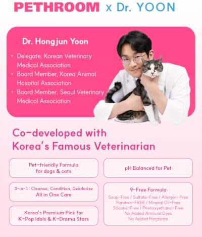 PETHROOM Pink Soothing 3-in-1 Dog & Cat Shampoo for Dry Skin & Itch Relief | Vet-Formulated with Ceramides & Panthenol for Skin Barrier Care, pH-Balanced, Soap, Sulfate & Fragrance-Free, 13.5 fl oz