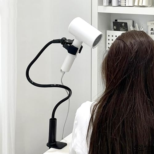 Dog Hair Dryer Holder, Black Alloy Adjustable Lazy Hair Dryer | Hands Free Stand with 360° Rotatable Clamp for Pet Dog Cat Grooming