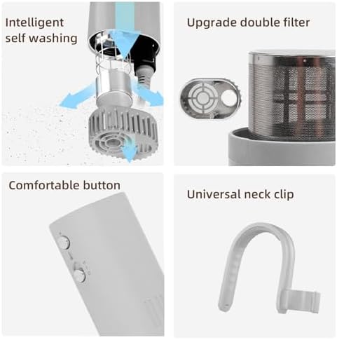 Walfront Dog Hair Dryer Pet Dryer Quiet Neck Hanging with Safety Intelligent Temperature Regulation Negative Ion Generator for Home Use (US Plug 125V)