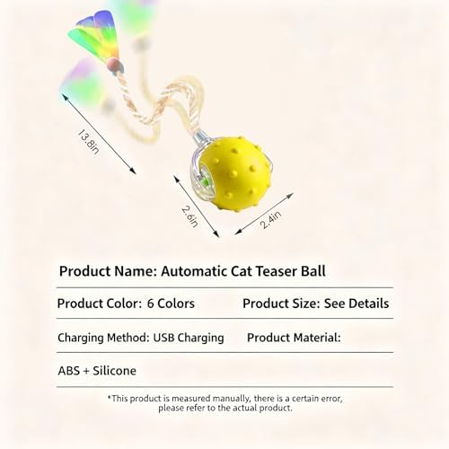 Interactive Cat Toys for Indoor Cats,3-Tails,Automatic Moving Kitten Toys | Cat Toys for Bored Indoor Adult Cats,Smart Rechargeable Cat Enrichment Toys for Cats to Keep Them Busy, Cat Balls