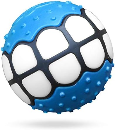 Dog Balls Toys Squeaky Fetch - Rubber Funny Ball Gifts for Large Medium Dogs (Blue White)
