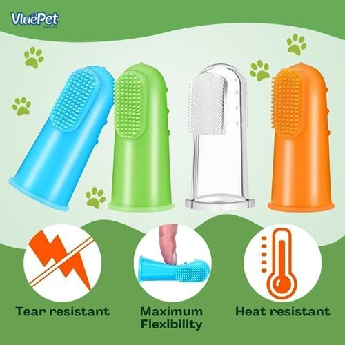 Dual-Sided Silicone Dog Toothbrush | Soft & Safe Dental Care Tool for Dogs & Cats | Gentle on Gums, Effectively Cleans Teeth & Massages | Colorful Toothbrushes for Cats & Dogs - Set of 4