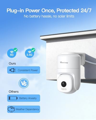 VIMTAG Pan/Tilt Outdoor Security Camera, 2.5K 4MP WiFi Home CCTV Camera, 360° View & Motion Tracking, Color Night Vision, 2-Way Audio, AI Detection Alarm, IP66, Cloud & SD Card Storage, Works w/Alexa