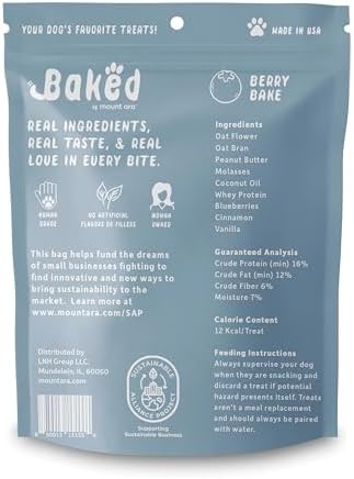 Baked Human Grade Dog Treats - Apple, Blueberry & Peanut Butter Cookies, 6oz