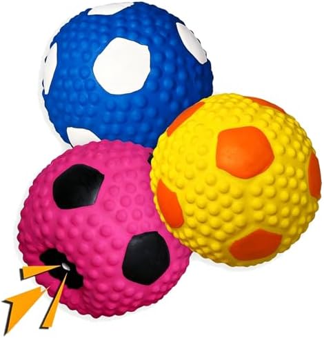 Latex Squeaky Dog Toys, Small Dogs & Mini Breeds, Soft Soccer Ball 2.0in, 3-Pack