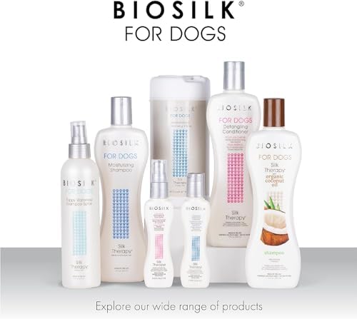 BioSilk for Dogs Silk Therapy Detangling Dog Shampoo, 12 Fl Oz Bottle | Coconut oil and silk proteins, dematting formula, paraben-free, pH balanced for all coats