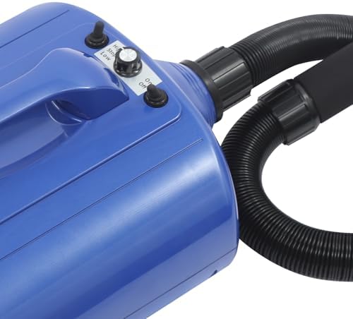 Professional Pet Hair Dryer for Dogs&Cats,3600W High-Speed Dog Dryer with Adjustable Temperature (77-149℉) & Airspeed (98-230 ft/s),with 2 Nozzles for Home Use,Pet Salon,60dB Quiet Drying (Blue)