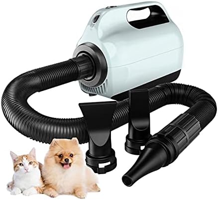 Pet Dog Hair Dryer, Anion High Velocity Stepless Adjustable Speed Dog Grooming Dryer Blower, Adjustable Three Temperatures, Low-Noise