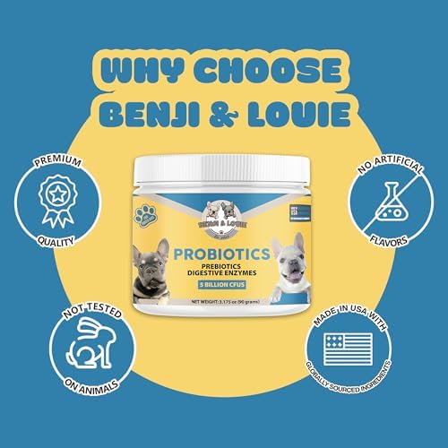 Dog Probiotics, Cat Probiotics, Probiotics for Dogs, Probiotics for Cat, 5 Billion CFUs + Prebiotics + Digestive Enzymes for Digestive Health & Immune Support, Skin & Coat, Dog Probiotic, 90 Grams