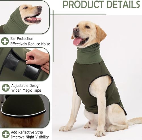 KOESON Reflective & Soft Dog Anxiety Vest with Ear Wraps for Thunderstorm