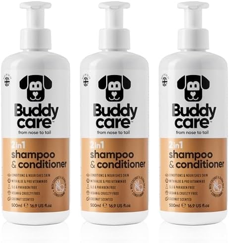 2in1 Dog Shampoo & Conditioner by Buddycare | Coconut Scented | with Aloe Vera and Pro Vitamin B5 (50.72oz)