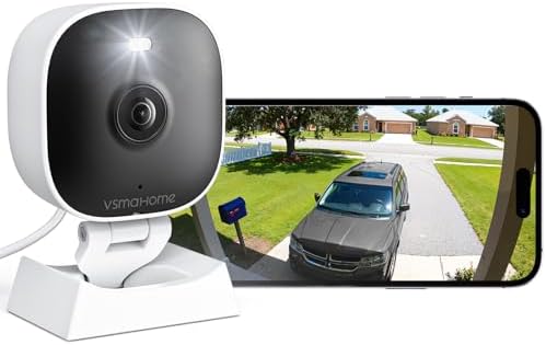 2K Cameras for Home Security,Indoor/Outdoor for Baby/Elder/Pet Monitoring with Phone app, Plug&Play,Color Night Vision,2-Way Audio&24/7 Recording,Support 128G Card (Not Included),6.56ft Wire