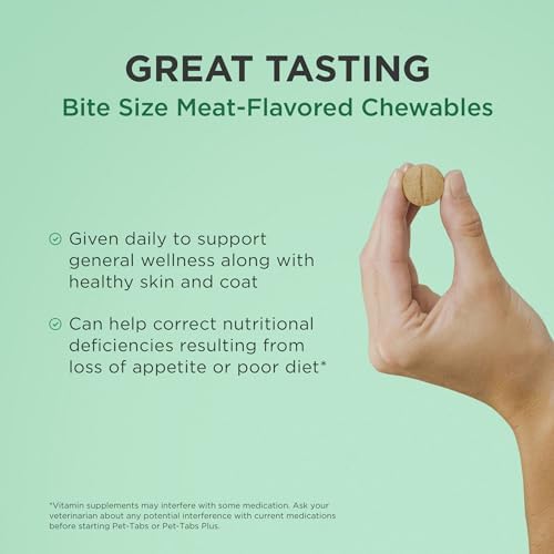 Pet-Tabs Plus Multivitamin for Active & Senior Dogs, 60 Chewables | 20 Essential Minerals & Vitamins, Restorative Formula for Aging & Working Dogs, Stress Recovery, Supports Nutritional Gaps