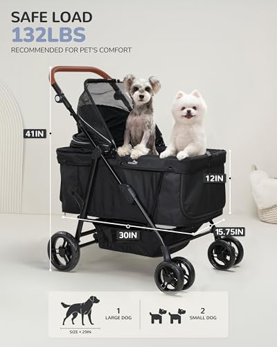 Dog Stroller for Large & Medium Dogs - 20-132lbs, for 2 Small Dogs