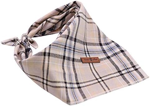 Lionet Paws Dog Bandana Washable Cotton Handkerchief Scarf Triangle Bandana for Small Medium Large, Large (Pack of 1), Small, Grey