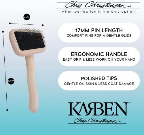 Chris Christensen Karben I Slicker Brush for Dogs, Small, Stainless Steel, Brown