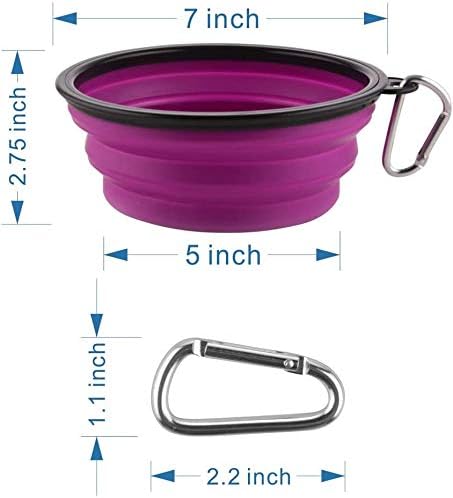 Large Collapsible Dog Bowls, 2 Pack, 34oz, Purple+Red