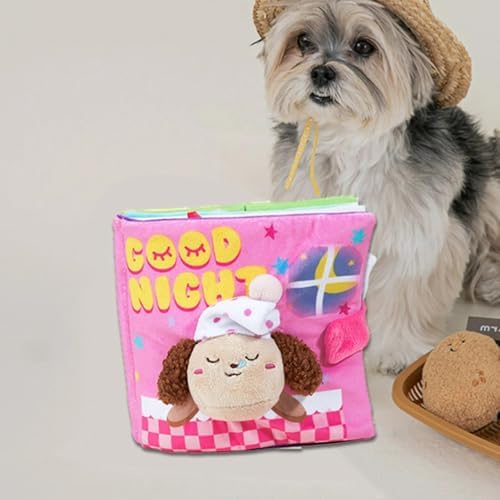 Dog Toy Snuffle Sound Book Series Lunch Space Christmas Goodnight Birthday Scout Themes 3D Puppy Decor Cover Puzzle Toy Dog Accessories for Mental Stimulation & Slow Feeding (goodnight2)
