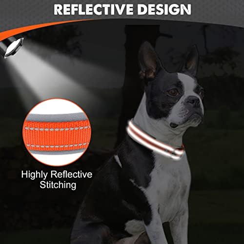 Joytale Reflective Dog Collar for Medium Dogs with Wide Padding, Orange