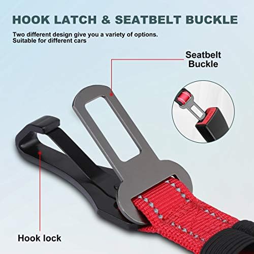 IOKHEIRA Dog Seat Belt 3-in-1 Car Harness - Red